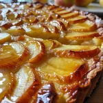 ['Close-up view of a sliced Apfel-Karamell-Blechkuchen showcasing the juicy apple and caramel layers.', 'Side view of a golden-brown Apfel-Karamell-Blechkuchen with visible apple slices and caramel drizzle.', 'Detailed image highlighting a delectable piece of Apfel-Karamell-Blechkuchen, emphasizing its rich caramel topping.', 'Appetizing close-up of freshly baked Apfel-Karamell-Blechkuchen, displaying the texture and layers of apples and caramel.']