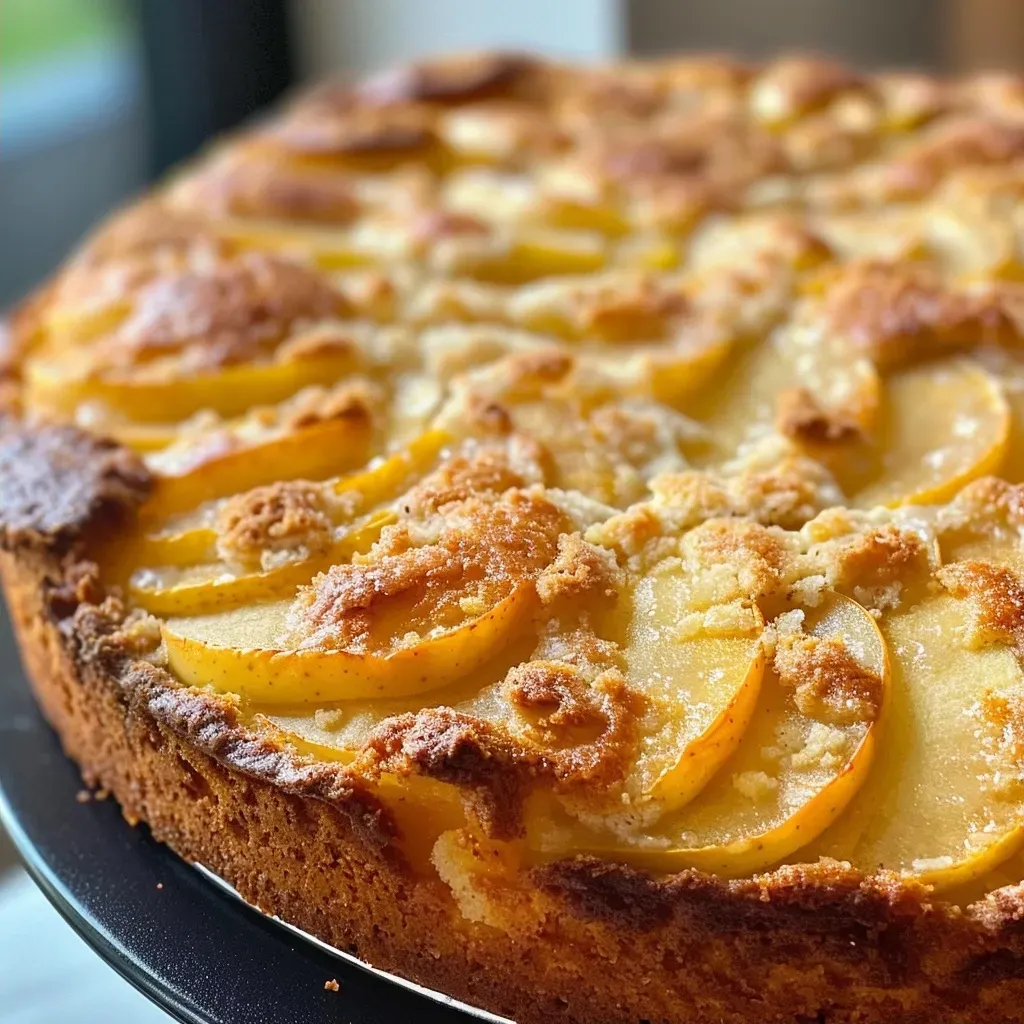 Detailed view of a delectable piece of Apfel Streuselkuchen, highlighting the golden-brown crust and apple slices.