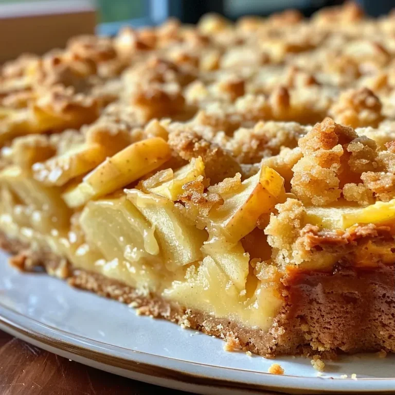 Close-up shot of Apfel-Vanille-Kuchen with streusel topping, revealing juicy apple filling.