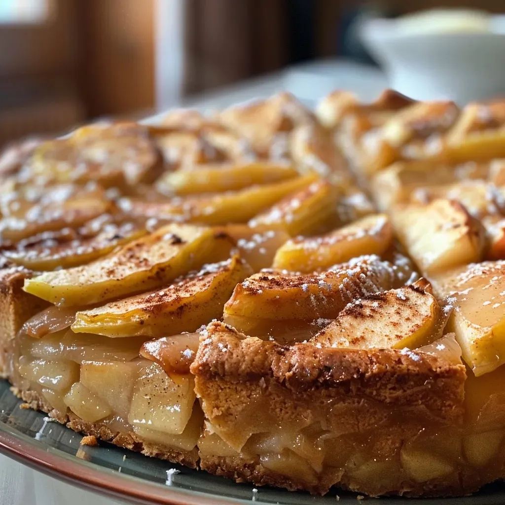 An enticing slice of Apfelkuchen vom Blech with apple filling and a crispy streusel crust.