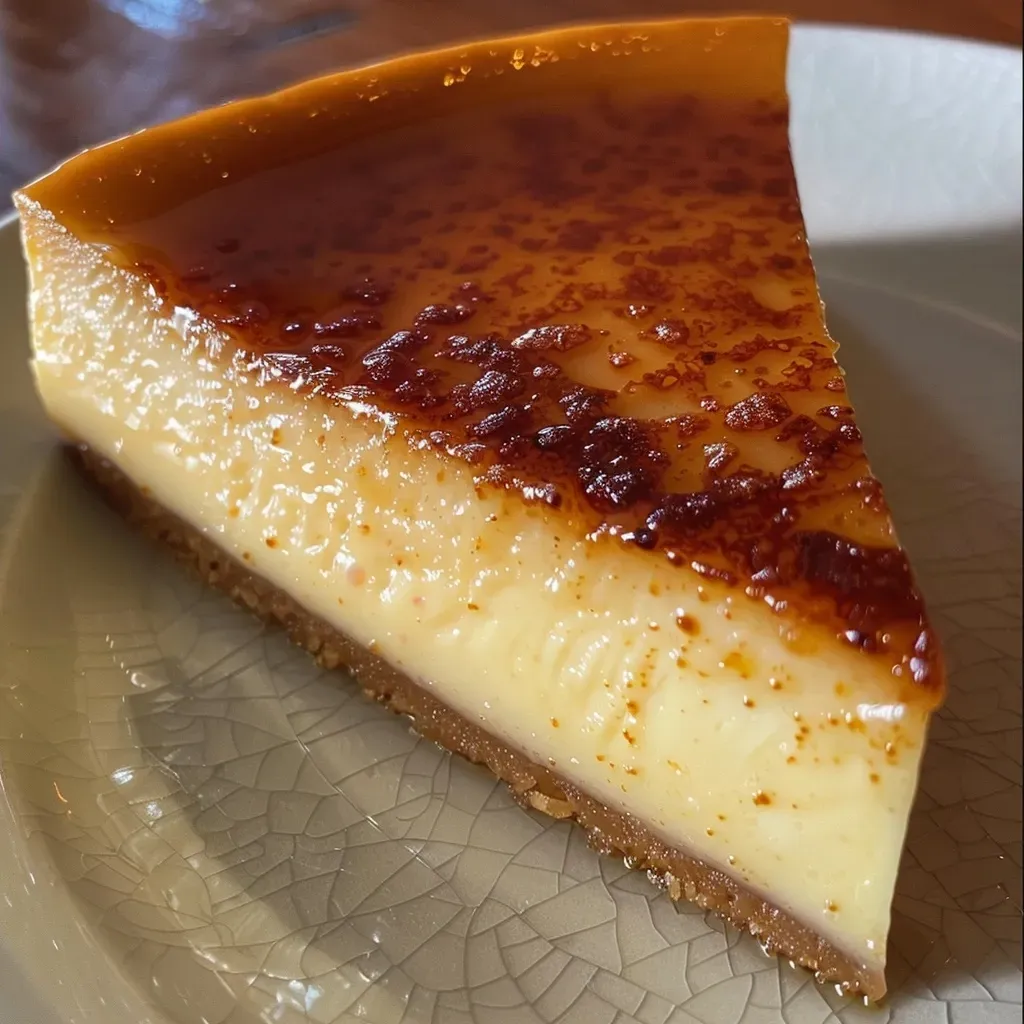 Side view of a luscious Crème Caramel topped with caramel sauce.