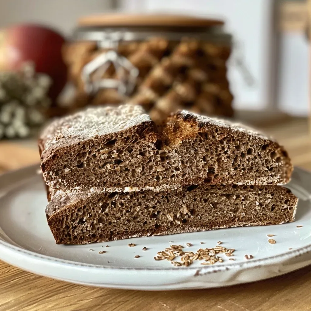 Close-up of sliced Dinkel-Kürbisbrot showcasing the moist texture and pumpkin seeds.