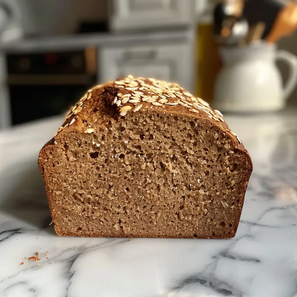 Side view of a freshly baked Feigenbrot showcasing its texture.