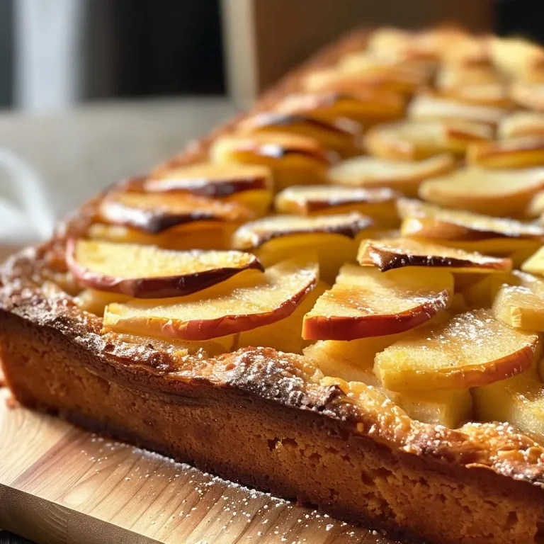 Der unwiderstehliche Gedeckte Apfelkuchen – ein saftiger Genuss für jede Gelegenheit A side view of a Gedeckter Apfelkuchen showcasing its golden-brown crust and juicy apple filling.