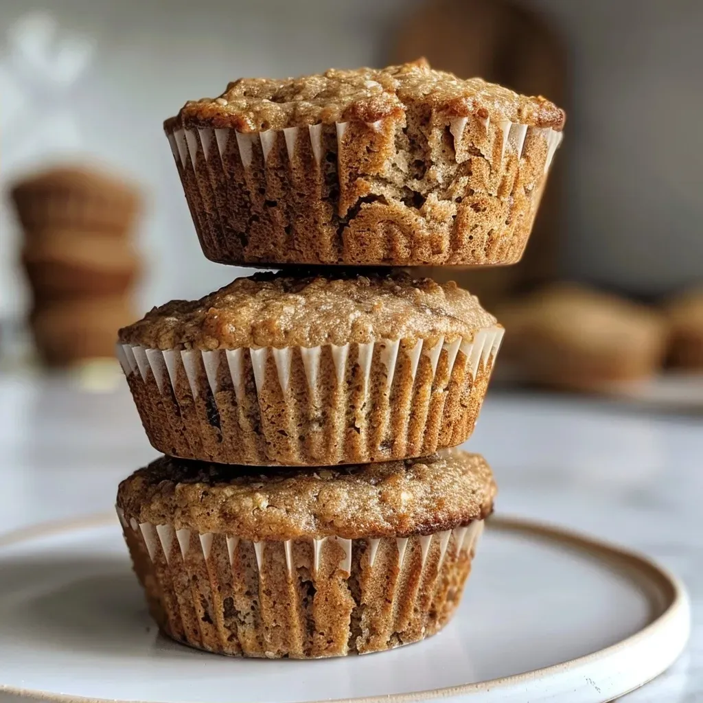 Side shot of moist bran muffins with visible raisins, emphasizing their wholesome ingredients.