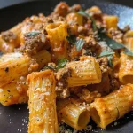 Close-up of High Protein Kürbisnudeln with pumpkin pieces and herbs.