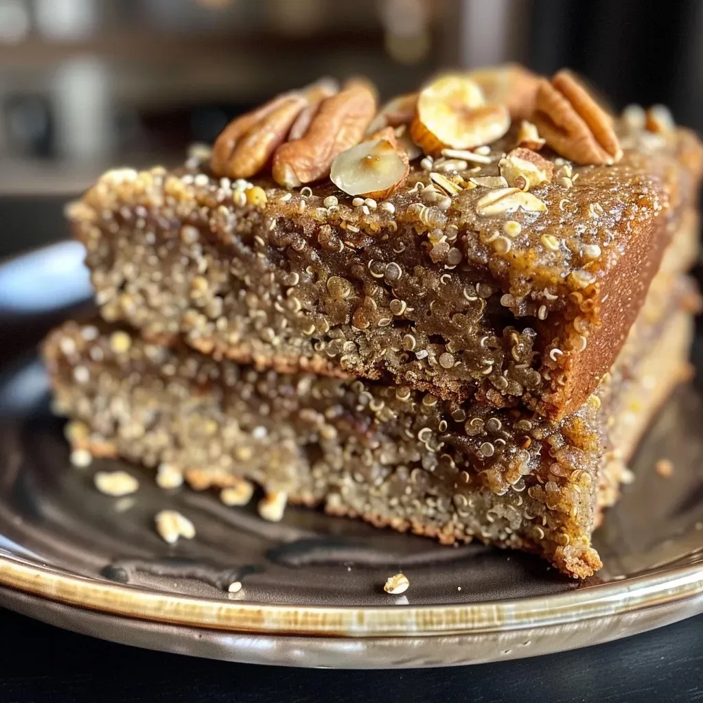 Close-up side view of a high-protein Zimtschnecken Blechkuchen with a rich cinnamon topping.