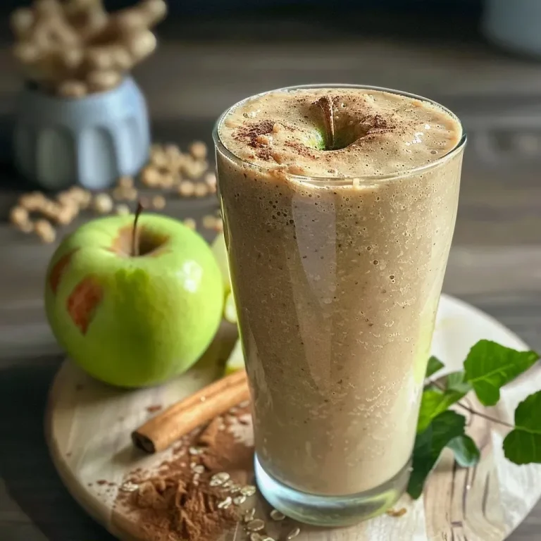 Energiekick zum Frühstück: Hohe Protein Backhaferflocken mit Apfel und Zimt A close-up view of baked oats topped with apple slices and a sprinkle of cinnamon.