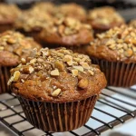 Close-up side view of Kürbis-Mandelmehl-Muffins showing a golden-brown texture.