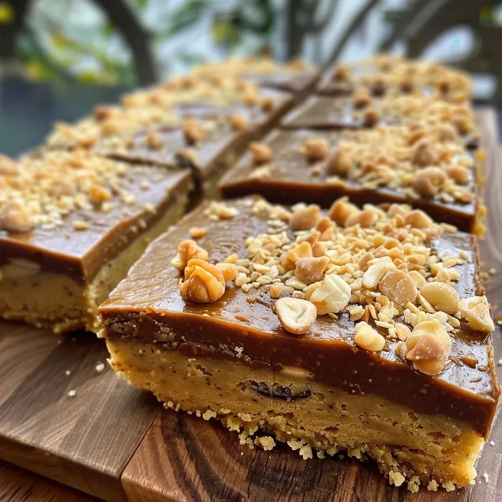 Close-up side view of Kürbis-Pekannuss-Kuchen-Riegel with a golden crust and sprinkled pecans.