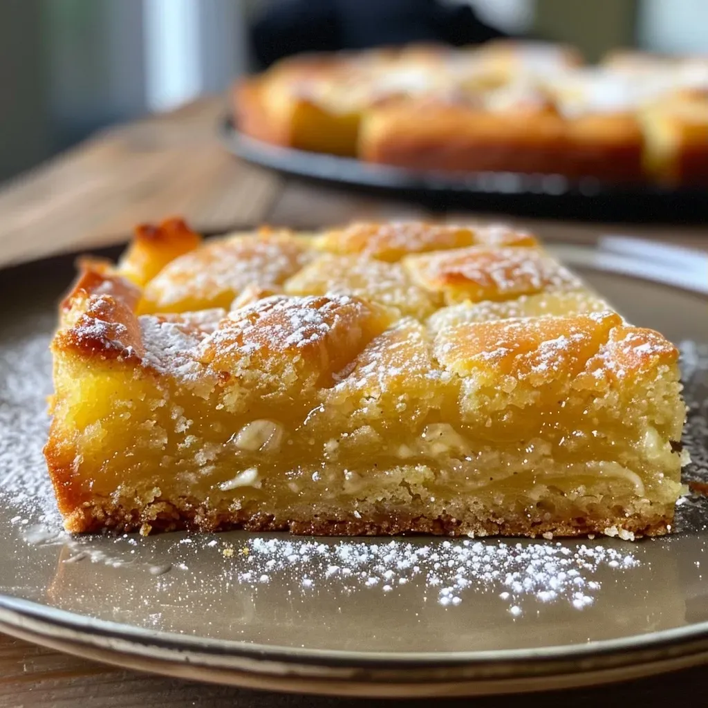 Close-up view of a moist Kürbiskuchen vom Blech topped with a dusting of cinnamon.