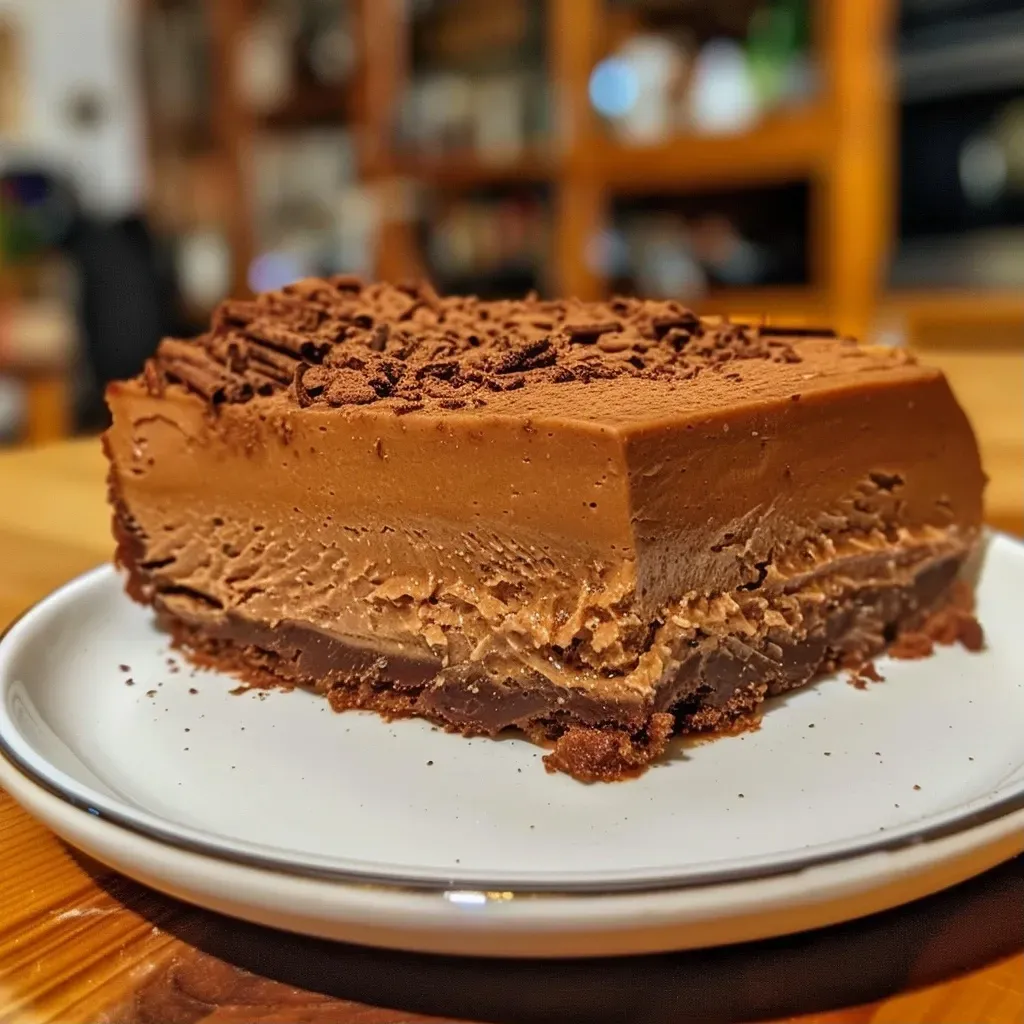 Close-up view of creamy Kürbismousse in a dish, showcasing its smooth texture.