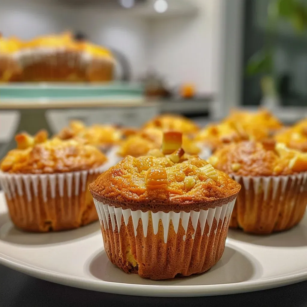 Close-up of delectable Kürbismuffins adorned with chopped pecans.