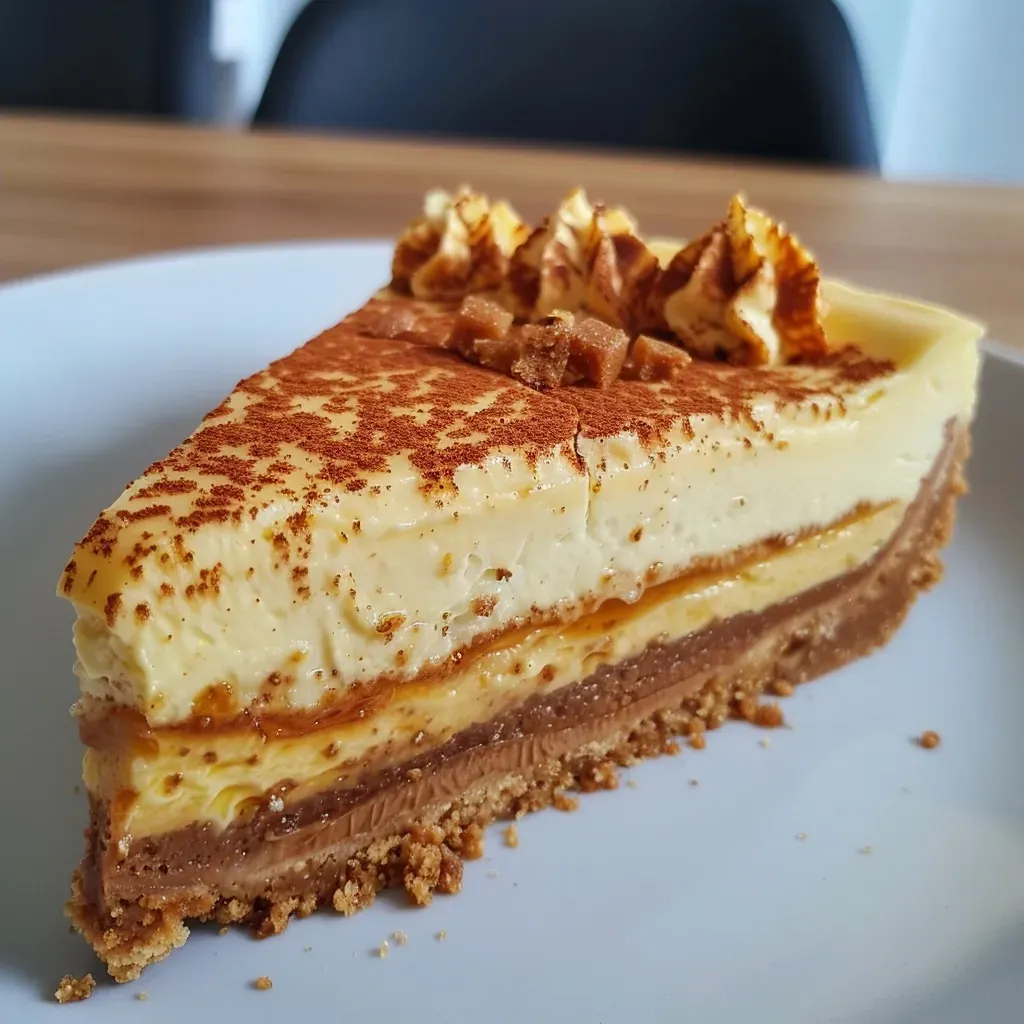 Rich and smooth no-bake Lotus cheesecake with a buttery cookie crust and caramel drizzle.