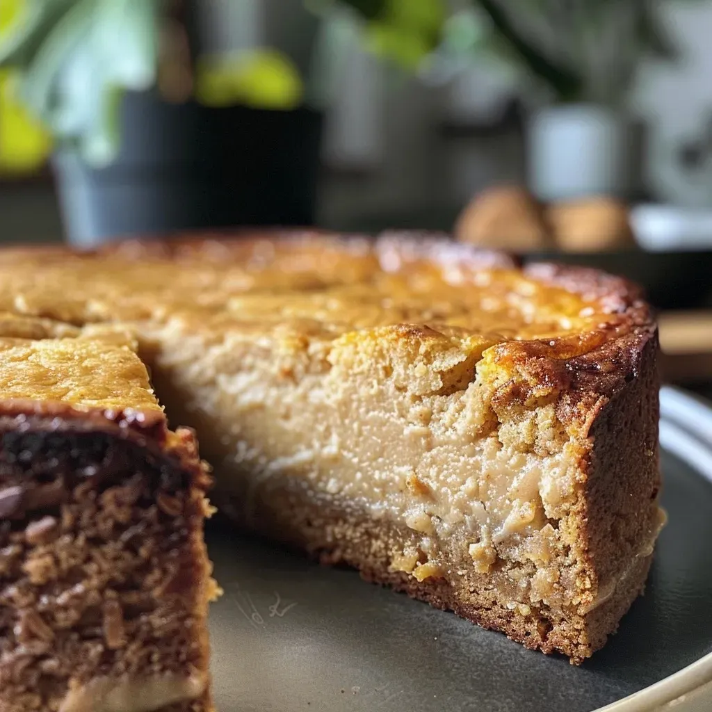 Side view of a delicious low-carb Kürbiskuchen showcasing its texture.