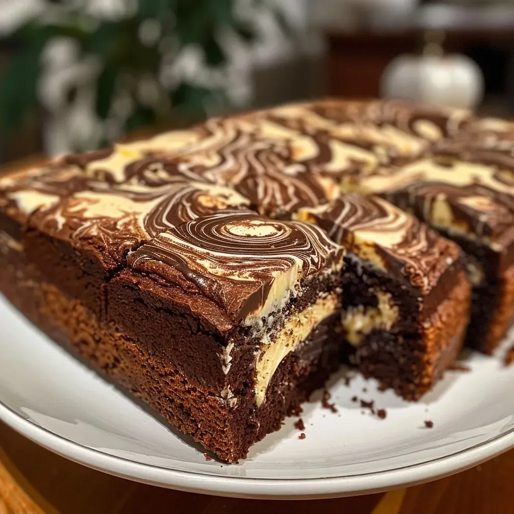 Slice of Marmorkuchen showing marbled chocolate and vanilla layers.