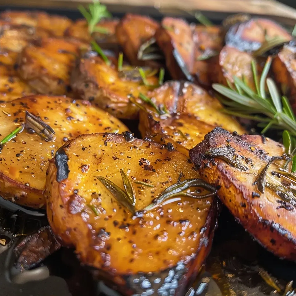 Juicy Maronen out of the Airfryer, showing a side view.