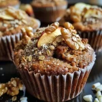 Close-up of freshly baked Nusswind Herbstmuffins showcasing a golden-brown exterior with visible nut pieces.