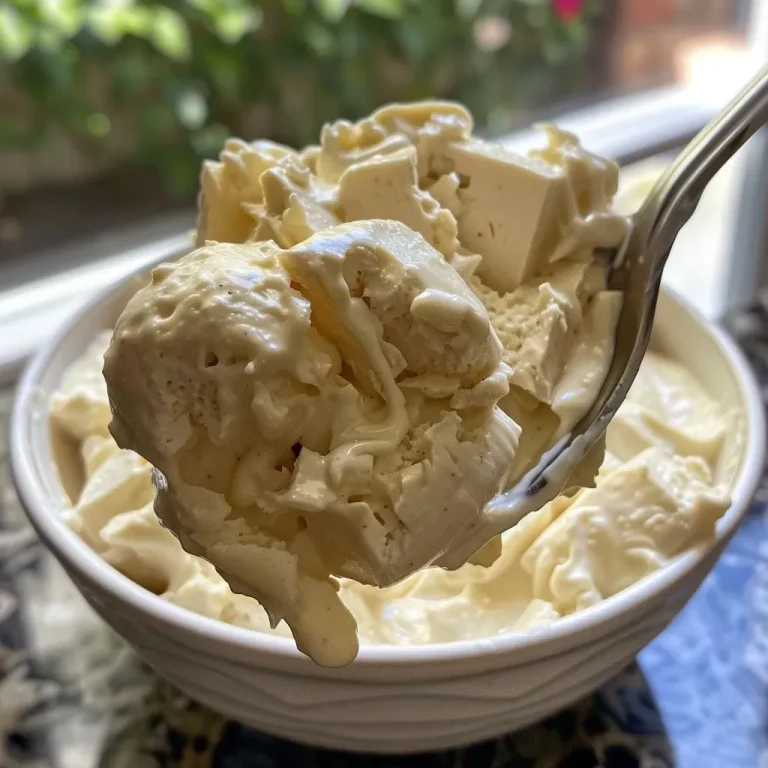 Himmlisch cremige Protein-Übernachtungscreme: Ein Genuss ohne Reue Close-up of creamy high protein dessert in a clear bowl.