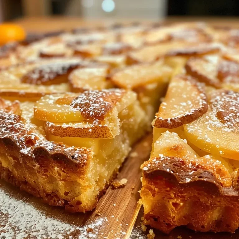 Close-up side view of a slice of juicy Pflaumenkuchen on a plate.