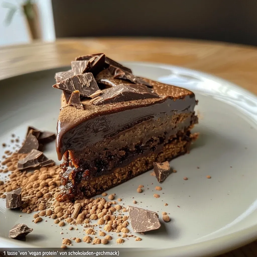 Close-up view of a moist chocolate cake with nuts, showcasing its rich texture.