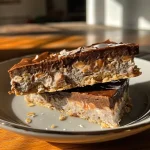 Side view of a moist protein-rich marble cake on a white plate.