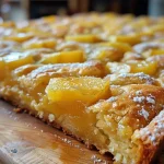 ['A close-up side view of a slice of Quittenblechkuchen on a plate.', 'Juicy and golden brown Quittenblechkuchen with a visible creamy texture.', 'A slice of Quittenblechkuchen highlighting the layers and shiny quince jam topping.', 'Detailed shot of a piece of Quittenblechkuchen showcasing its moist interior.']