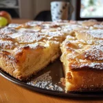 ['A moist and golden Quittenkuchen vom Blech with a side view showcasing its texture and fragrance.', 'Close-up image of Quittenkuchen vom Blech, highlighting the juicy quince topping and crumbly base.', 'Side angle of freshly baked Quittenkuchen vom Blech displaying a shiny, caramelized fruit layer.', 'Captivating view of a slice of Quittenkuchen vom Blech, revealing its dense, moist interior and succulent quince pieces.']