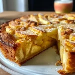 ['Close-up view of a low carb apple cake on a baking sheet.', 'Side angle of a juicy low carb apple cake garnished with pecans.', 'Detailed shot of a succulent low carb apple cake with apple slices visible.', 'Slice of low carb apple cake on a plate, showcasing its moist texture.']