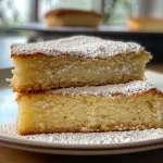 A close-up side view of a slice of Schneller Zwetschgenkuchen vom Blech, showcasing juicy plums on a golden crust.