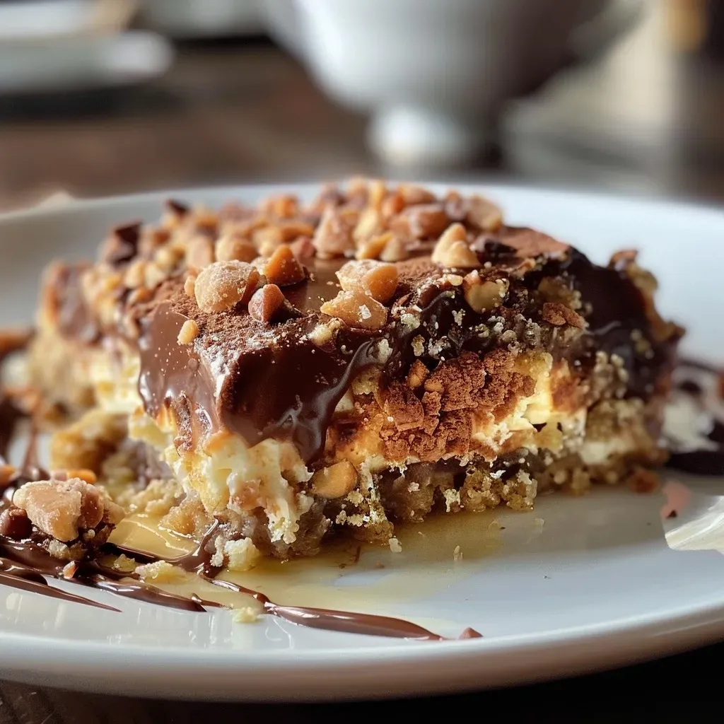 Side view of a delicious Schoko-Kürbis-Schichtdessert showcasing layers of chocolate and creamy pumpkin puree.
