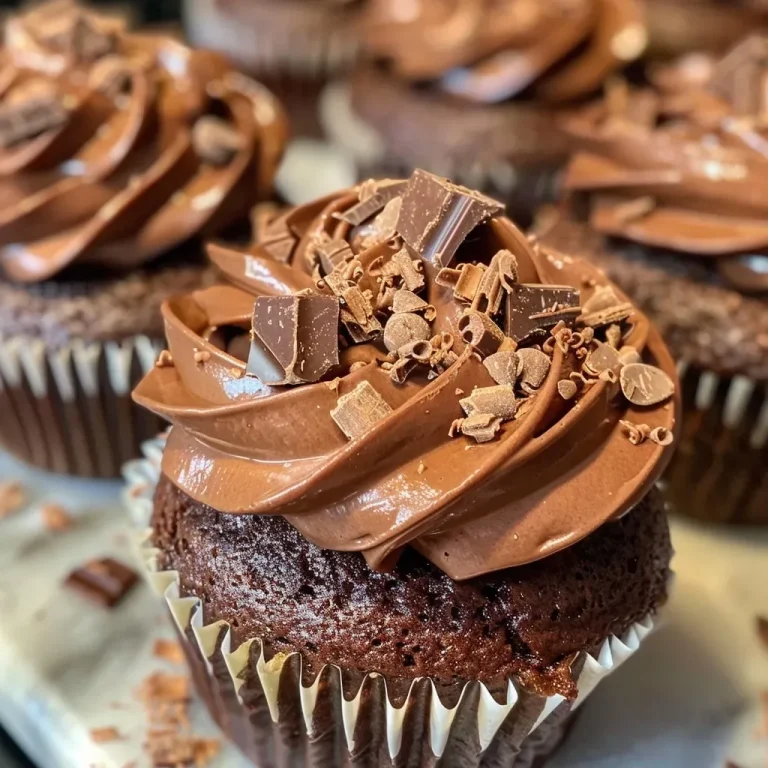 Himmlische Schokoladenkürbis-Cupcakes mit cremigem Frosting – Ein Herbsttraum! Close-up view of Schokoladenkürbis cupcakes with creamy frosting, showcasing rich chocolate and pumpkin flavors.