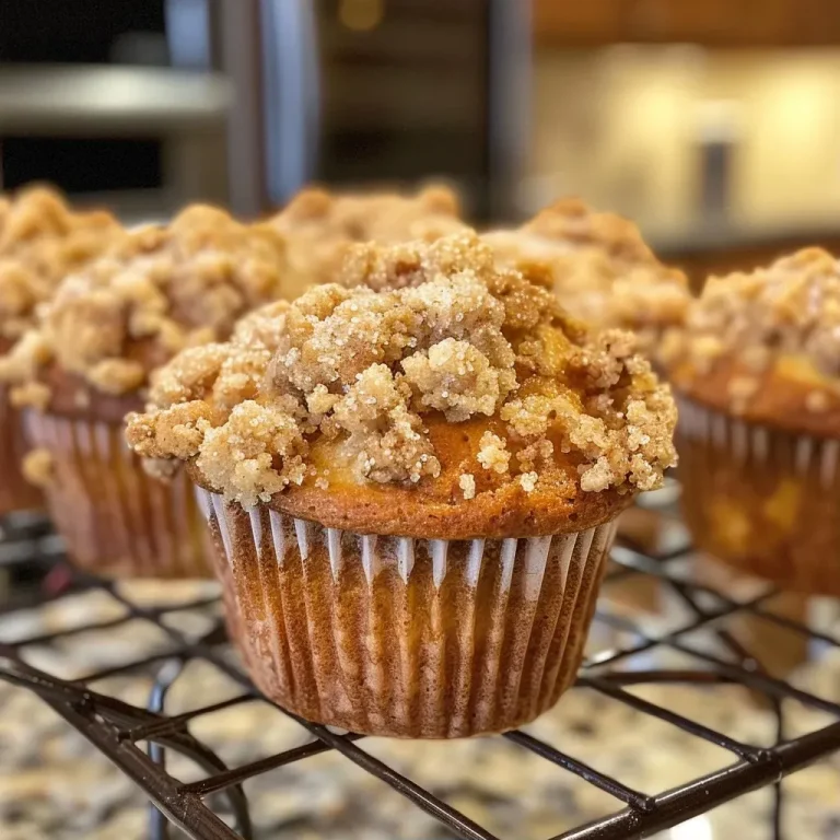 Himmlische Zimtstreusel Muffins für jede Gelegenheit Close-up of moist cinnamon streusel muffins with a golden-brown topping.