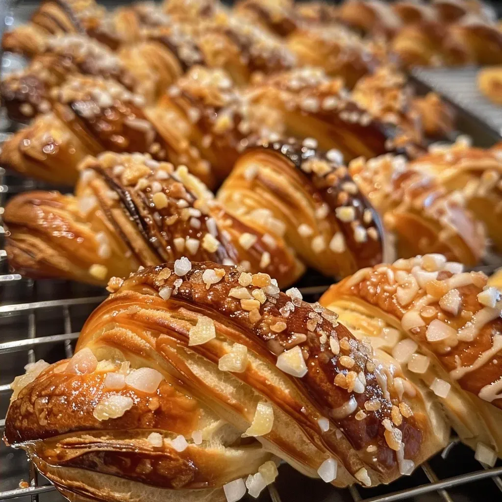 Side view of golden-brown Zimtzucker Twists served with cream cheese dip.