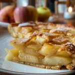 Close-up view of a Herbstliche Apfelzimttörtchen with golden streusel topping.