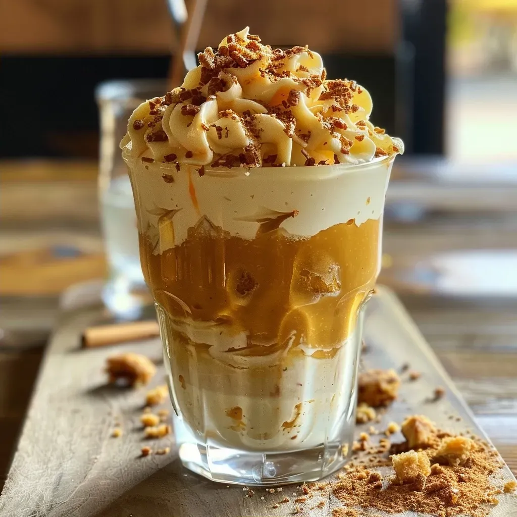 Side view of a delicious Kürbis dessert featuring vibrant orange pumpkin and a sprinkle of cinnamon.