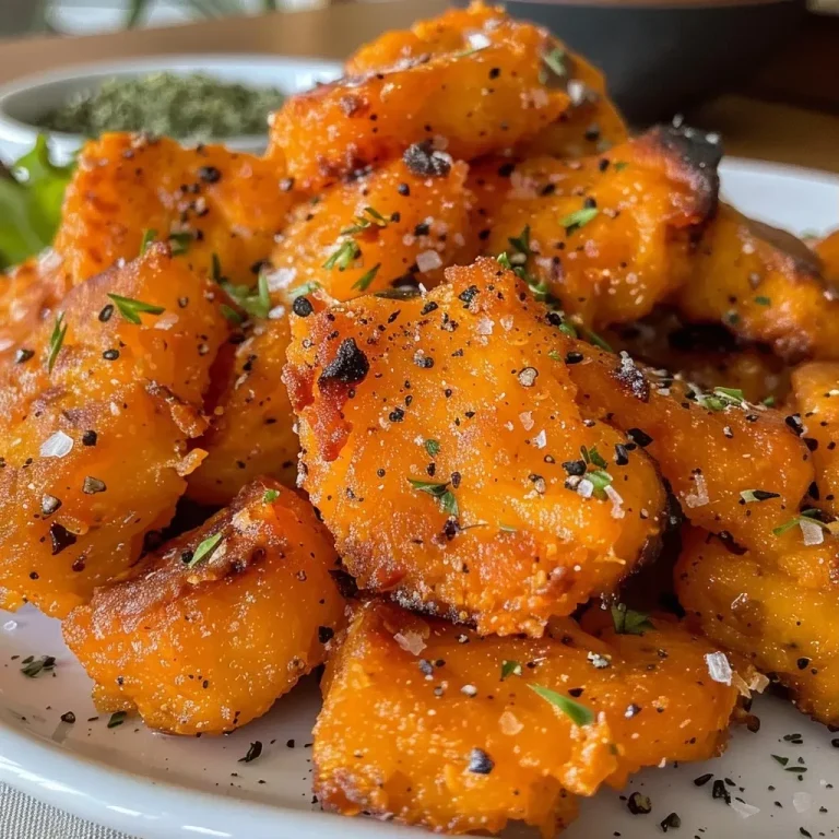 Close-up of slices of Hokkaido pumpkin cooked in an Airfryer, golden brown and juicy.
