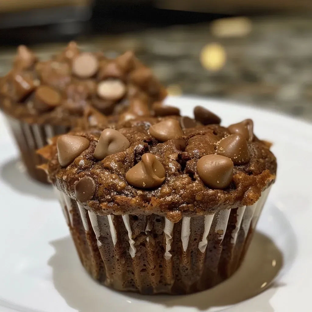 Side view of fluffy protein muffins showcasing their moist texture.