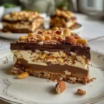 A close-up side view of a Schoko-Kürbis-Schichtdessert in a glass, showcasing layers of chocolate and pumpkin.